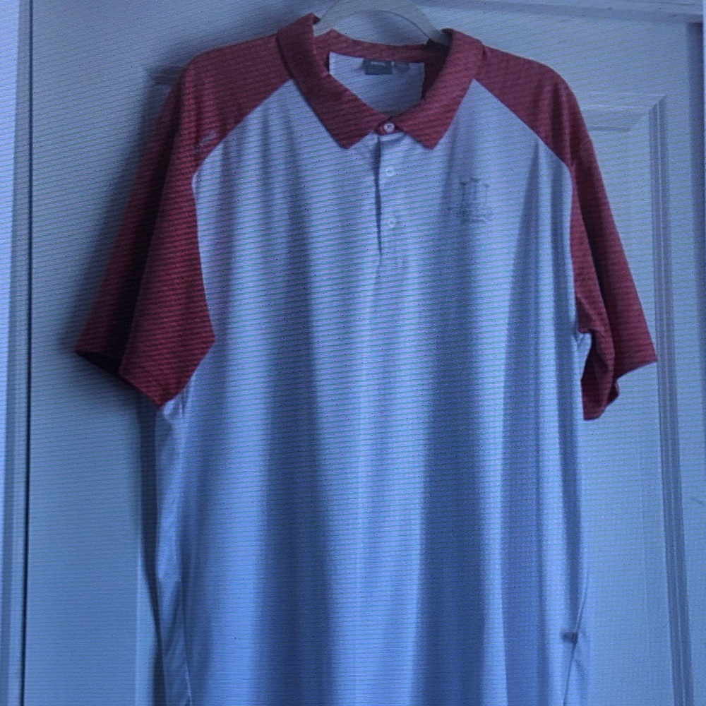 Men's Red and White Polo Shirt